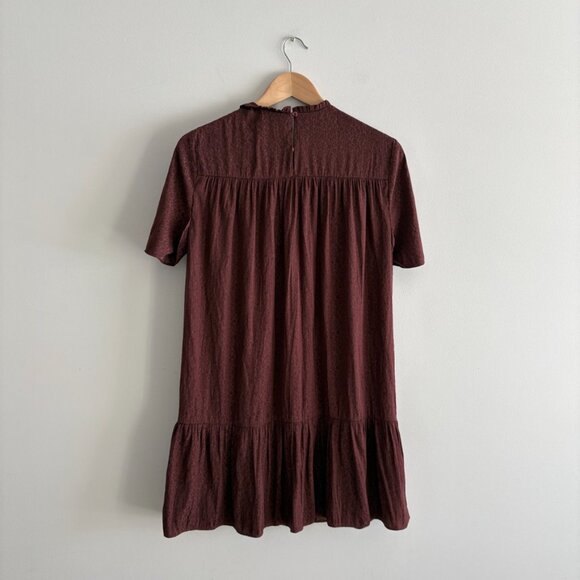 Aritzia Little Moon Campari Ruffle Dress Truffle Maroon Burgundy Size Small - Picture 7 of 10
